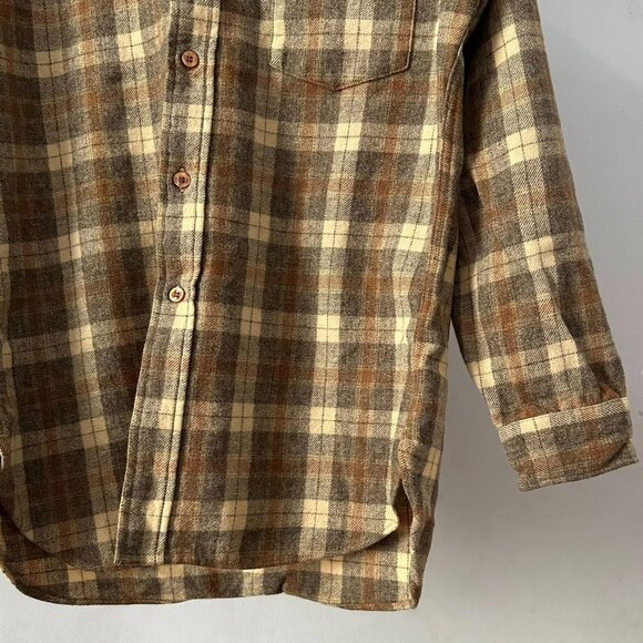 Classic Brown Plaid Flannel Unisex Shirt - Picture 3 of 4